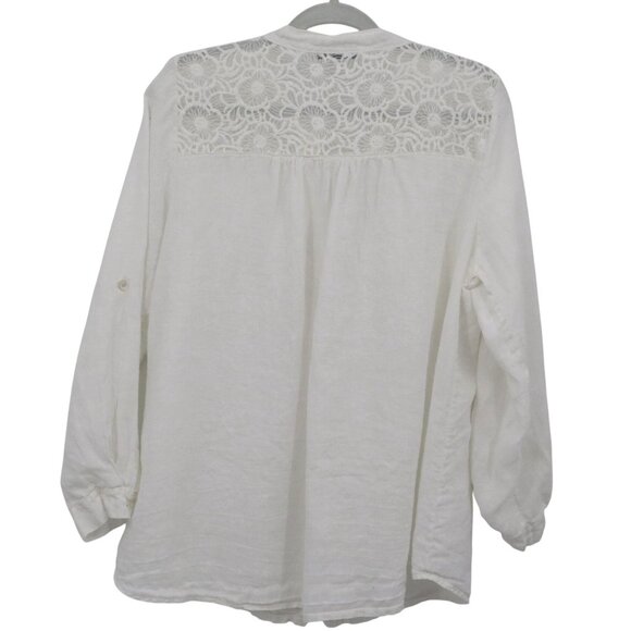 M Linen Top Women 2X White‎ Boho Romantic Prep Classy Feminine Delicate Ethereal - Picture 3 of 16